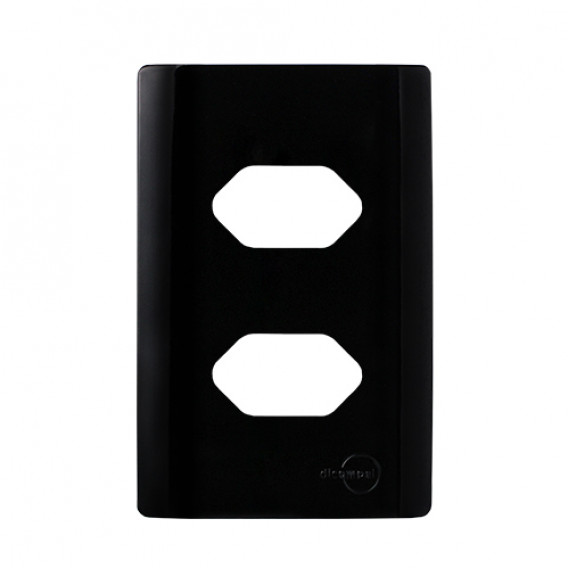 Placa p/ 2 Tomadas 4x2 - Novara Preto Brilhante